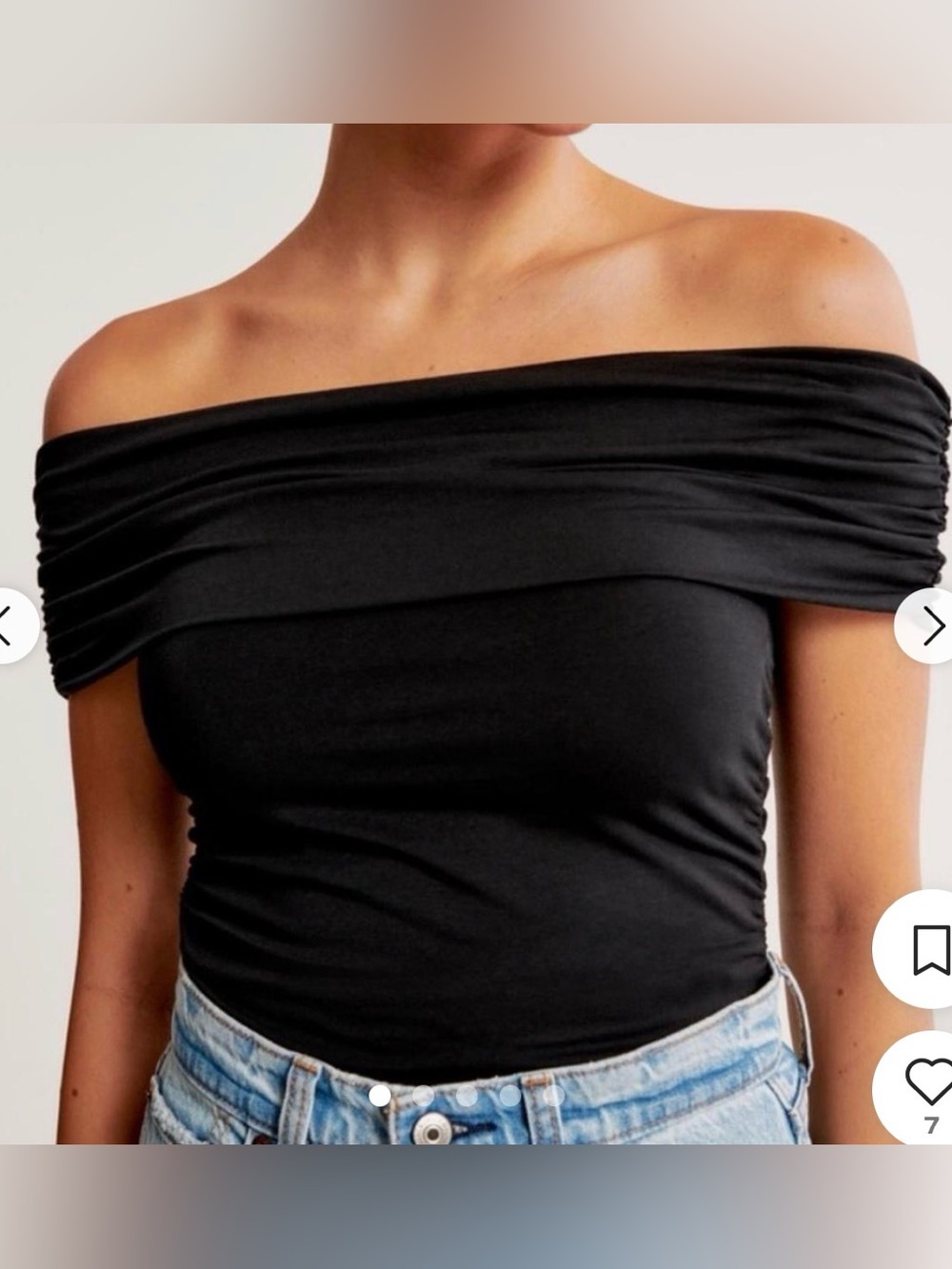 NWT Abercrombie Cotton-Modal Ruched Off-The-Shoulder Top Size Small
